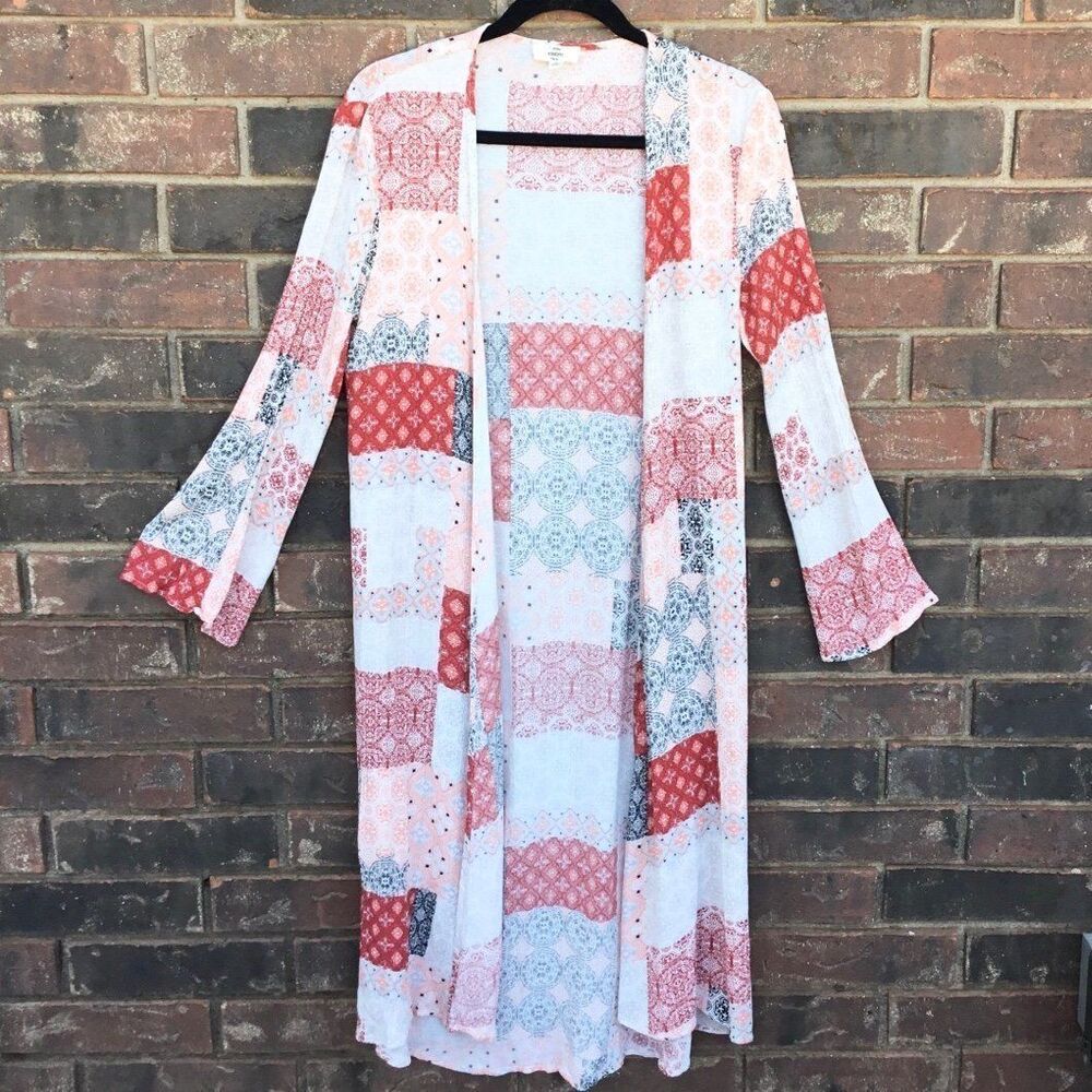 Entro patchwork open front duster cardigan coveru… - image 1